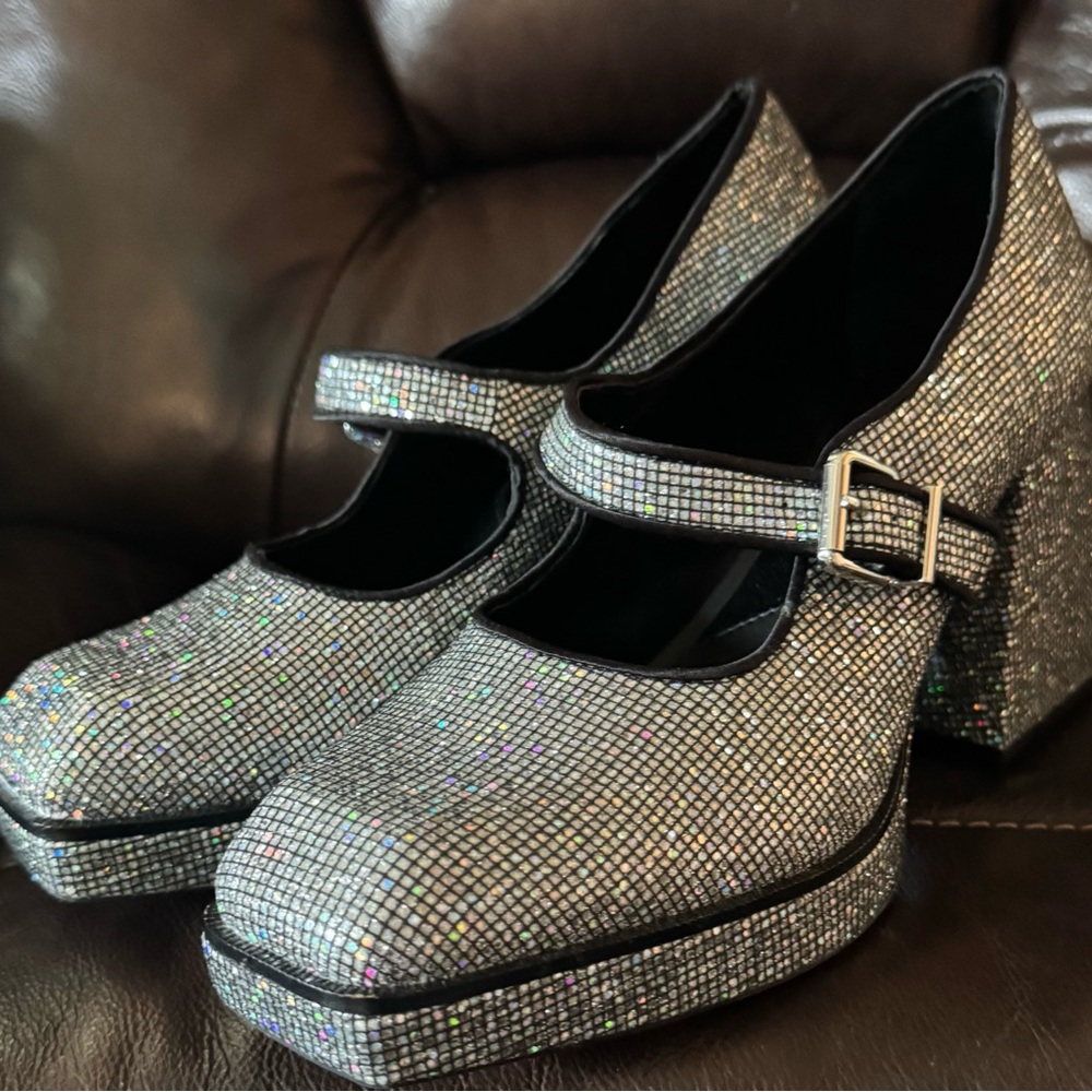 Elegant Silver Mary Jane Heels
